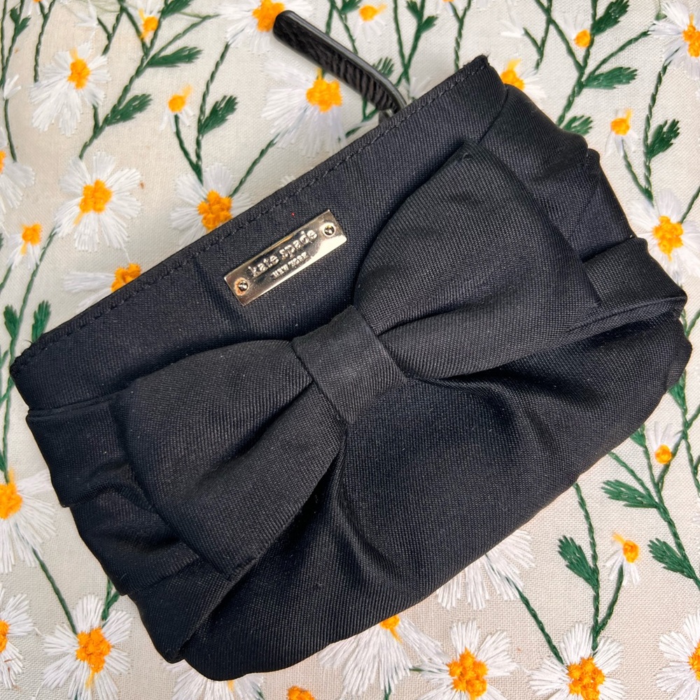 Kate Spade Black Cosmetic Bag with Bow Detail